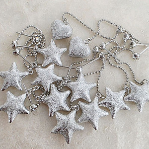 귀걸이 실버별 하트 2종 12개(6쌍)일괄