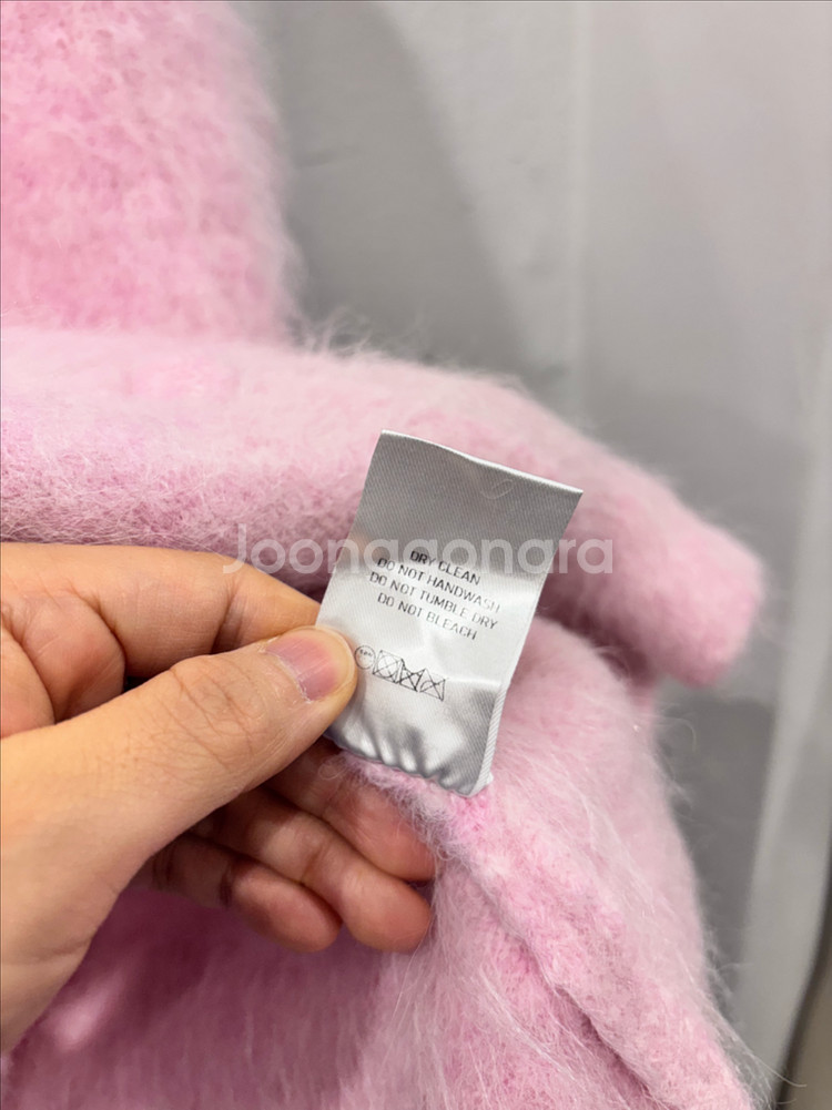 위아 핑크 캔디알파카 반팔니트가디건--5