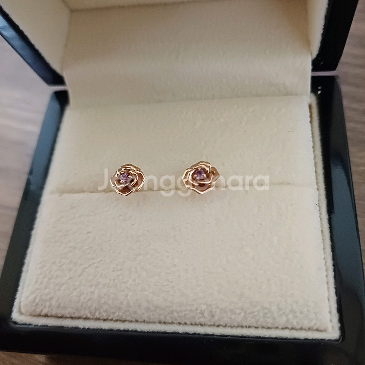 14k 로즈몽 장미 귀걸이--1