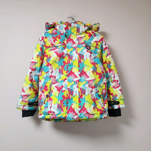 116~122cm phibee 노랑청 보드사람 무늬 스키복 상의 자켓