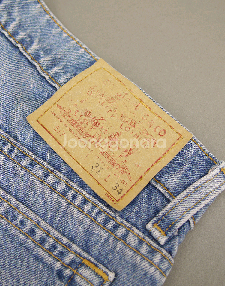 리바이스 90s 미국제조 517-7417 워시드블루 부츠컷데님 31인치 90년대 빈티지 청바지 벨바텀 플레어 LVC--6