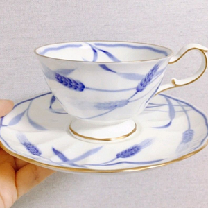 [1조 가격]단종 일본 빈티지 나루미(NARUMI) 청보리 패턴 찻잔 겸 커피잔