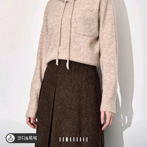 타임 캐시미어 엠블럼 후드니트탑 (랑방,마인,더캐시미어