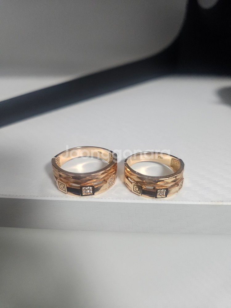 18k 골드 다이아몬드 반지 세트--0