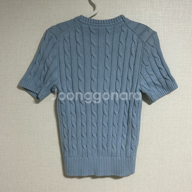 라코스테 스카이블루 소라 케이블 반팔 니트 가디건 90--7