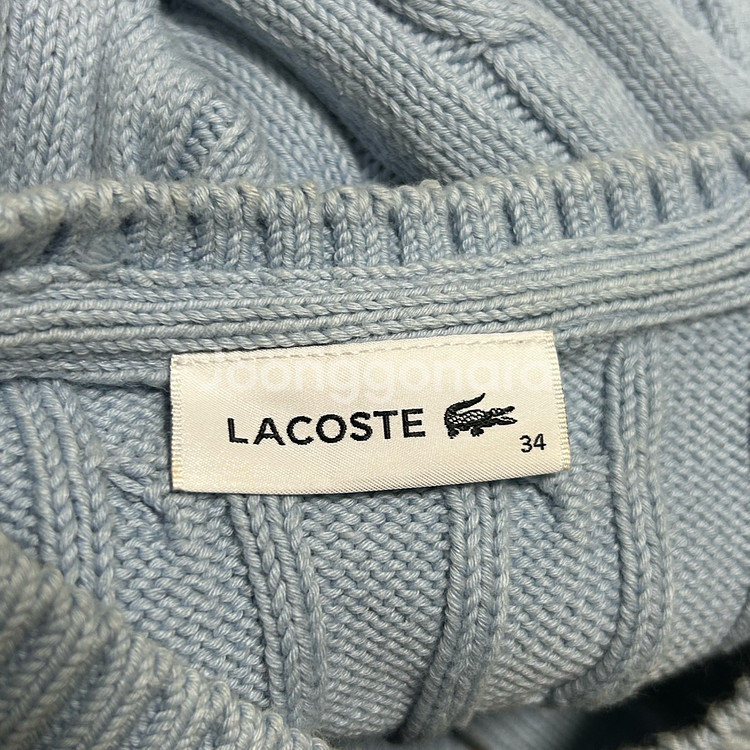라코스테 스카이블루 소라 케이블 반팔 니트 가디건 90--8