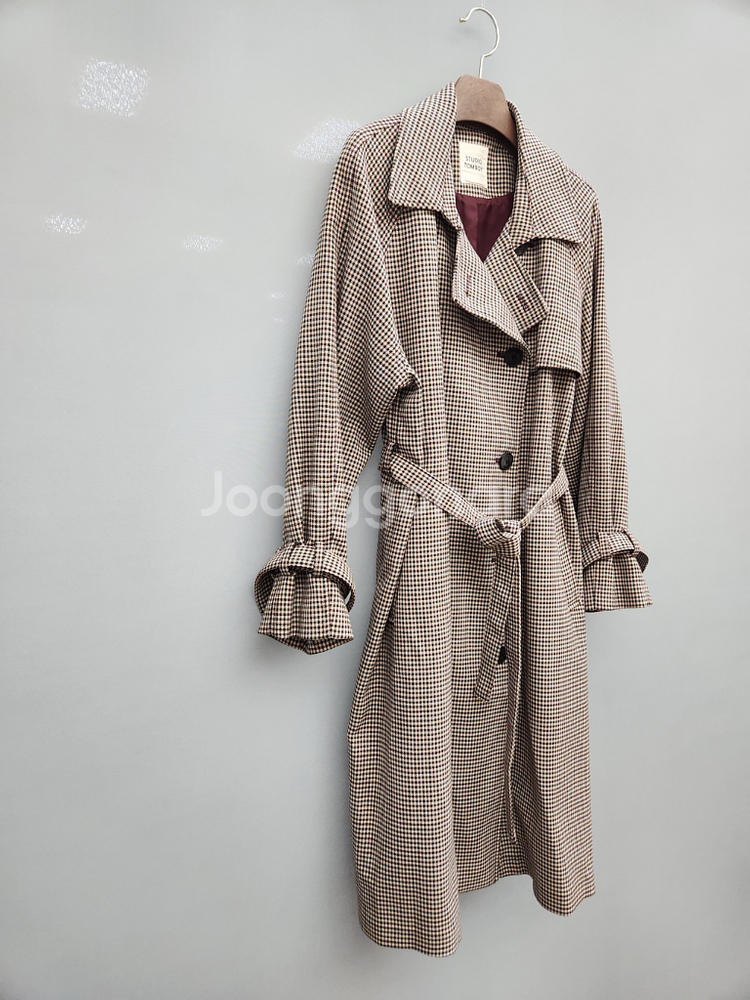 스튜디오 톰보이 체크 트렌치 코트--1