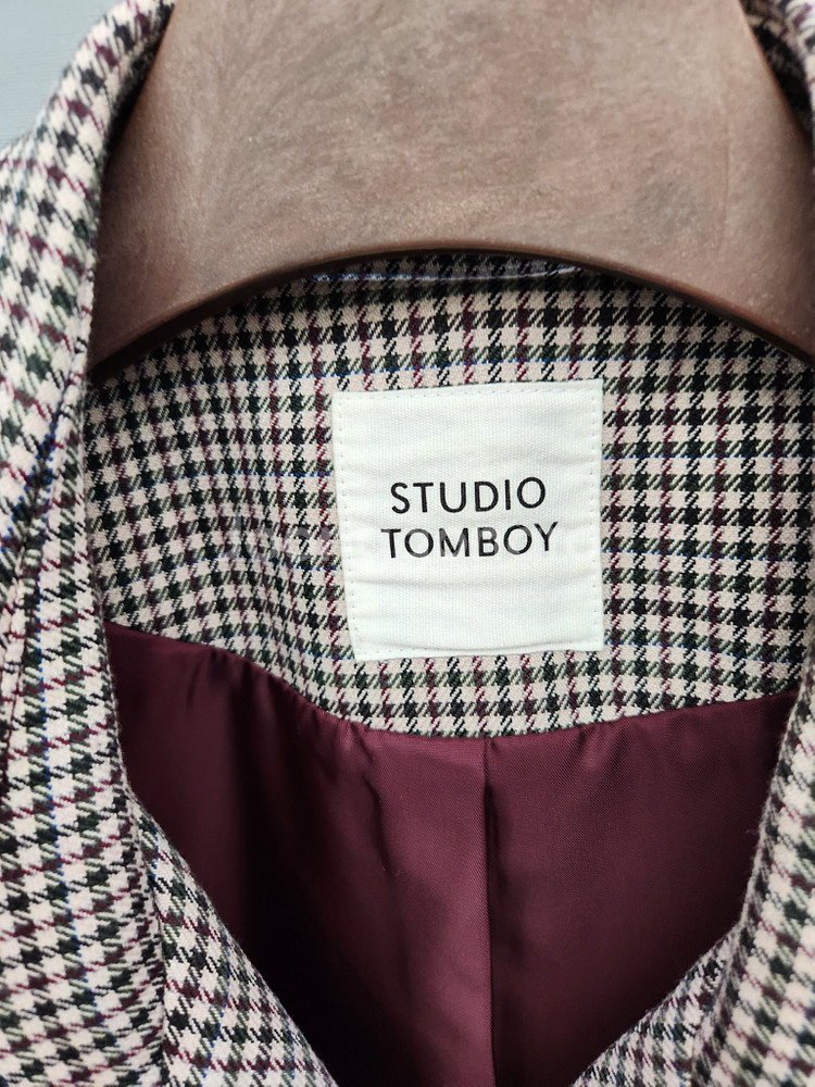 스튜디오 톰보이 체크 트렌치 코트--6
