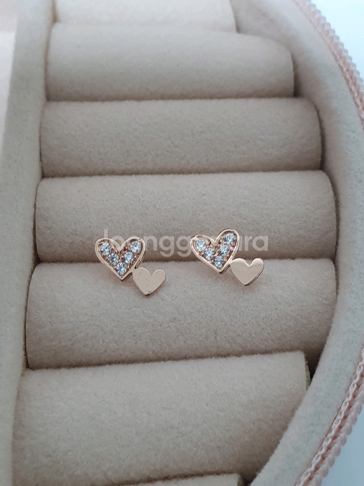 14k 더블하트 귀걸이--1