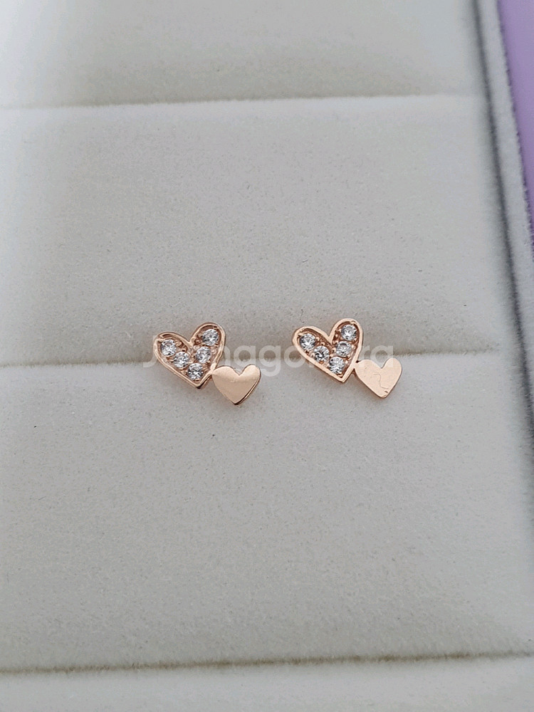 14k 더블하트 귀걸이--0