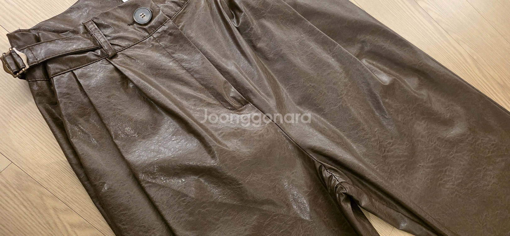 <새옷>브라운 레더 팬츠--3