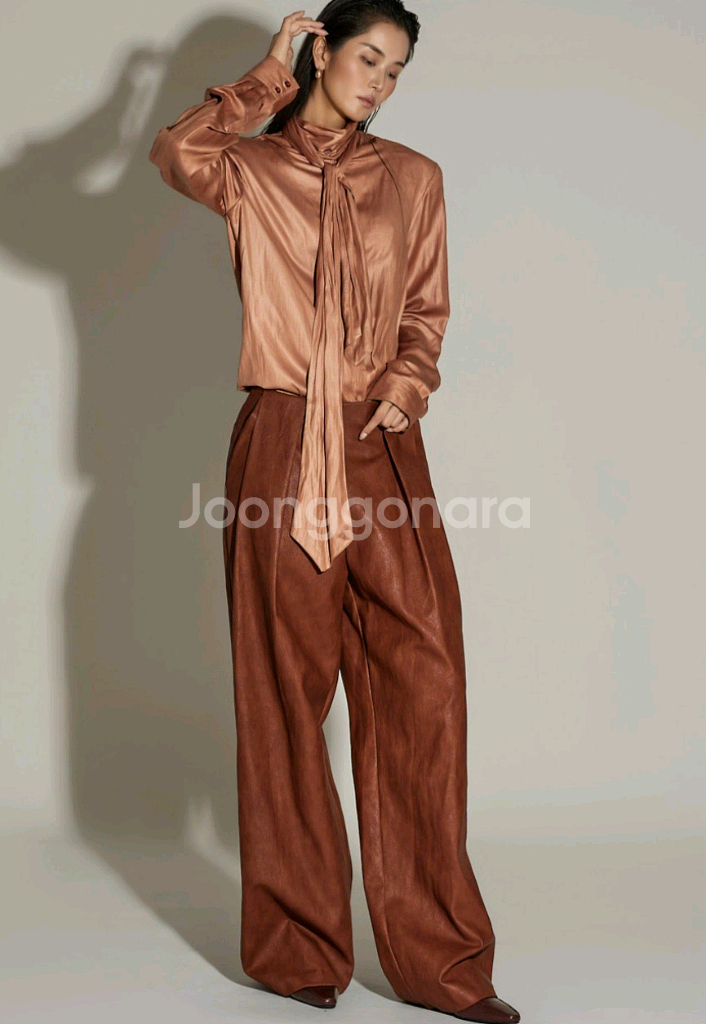 <새옷>브라운 레더 팬츠--7