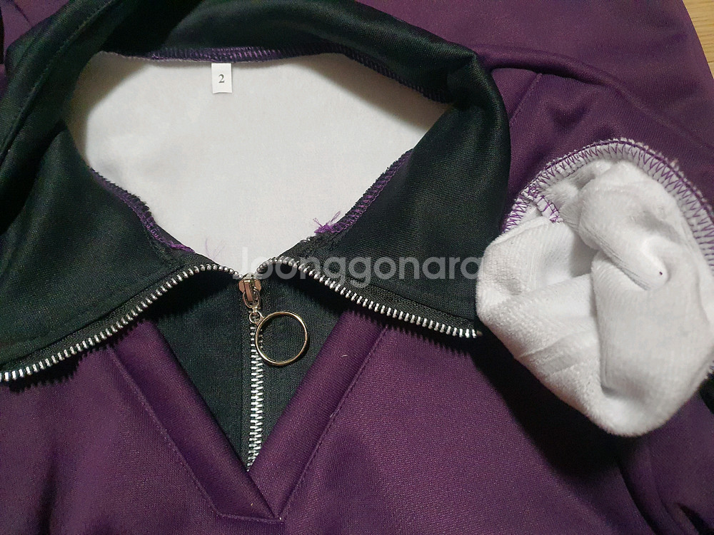 새옷 77-88 여성 기모 카라 지퍼 집업 긴팔 티셔츠--2