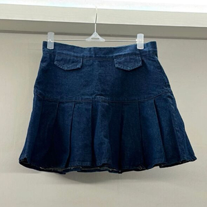 데님 플리츠 미니스커트 M
