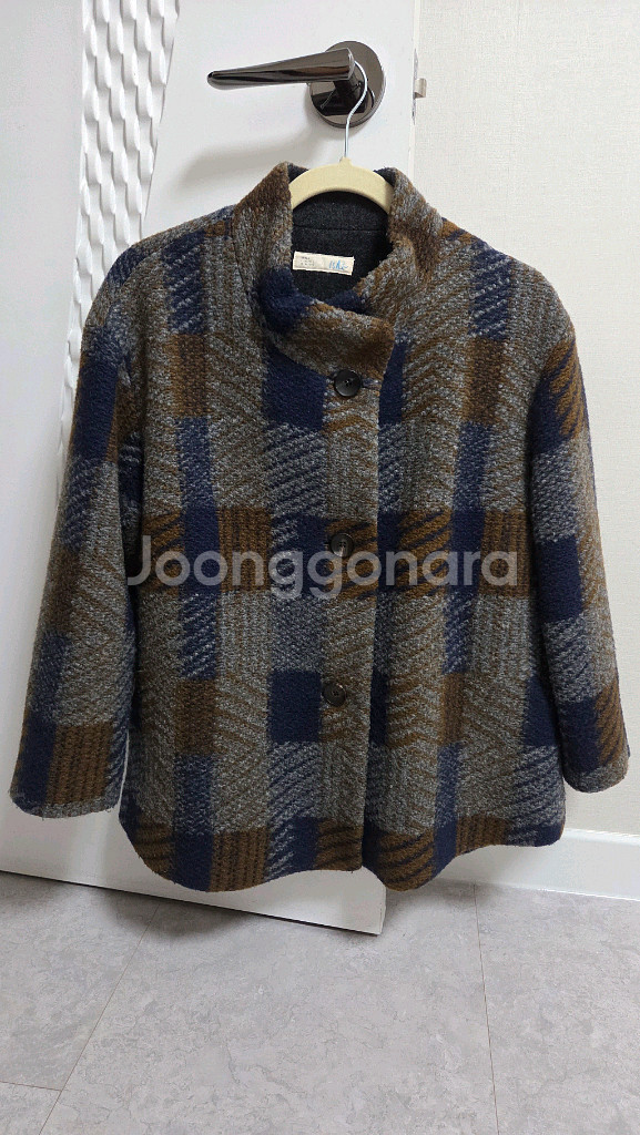 이새 체크 자켓 코트--0