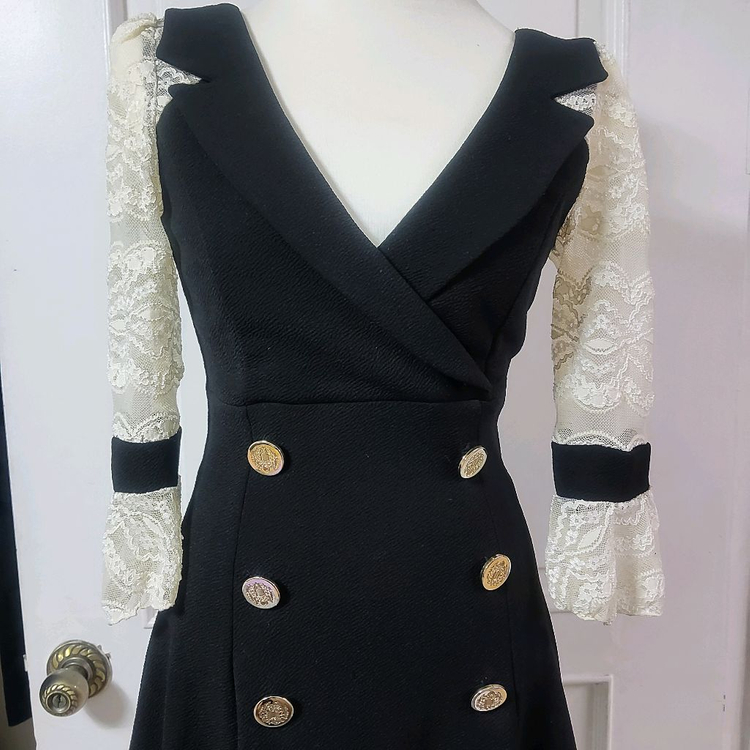 섹시 미니 미디 원피스 블랙 레이스 블레이져 반팔 원피스 이미지