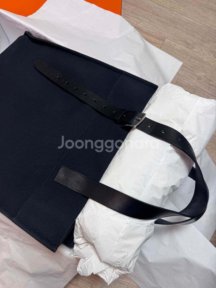 최종가. Hermes 에르메스 에트리비에르 쇼퍼백 (블랙-캔버스/헌터가죽)--5