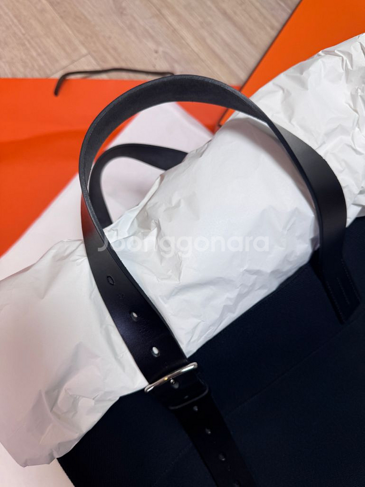 최종가. Hermes 에르메스 에트리비에르 쇼퍼백 (블랙-캔버스/헌터가죽)--1