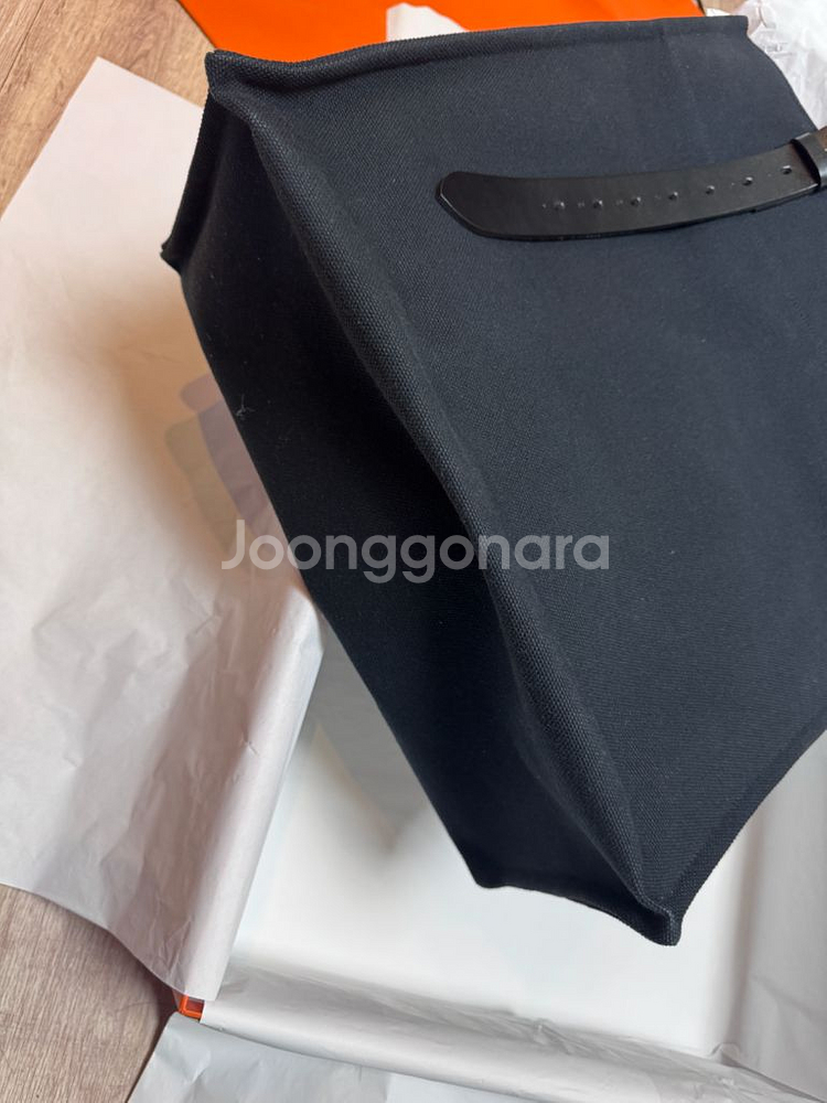 최종가. Hermes 에르메스 에트리비에르 쇼퍼백 (블랙-캔버스/헌터가죽)--7