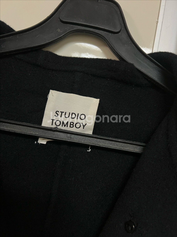 스튜디오톰보이 울 앙고라 후드 핸드메이드 코트 TOMBOY 롱 네이비--6