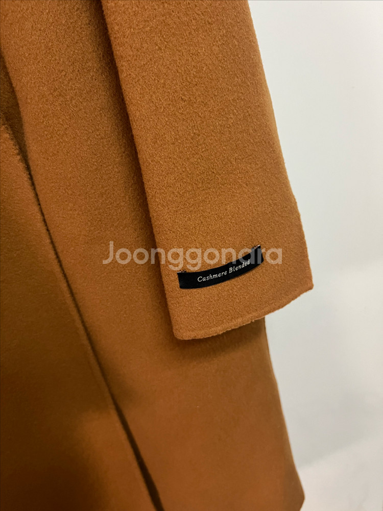 라인어디션 LINE 울 캐시미어 후드 와이드 빅카라 핸드메이드 코트 카멜브라운--5