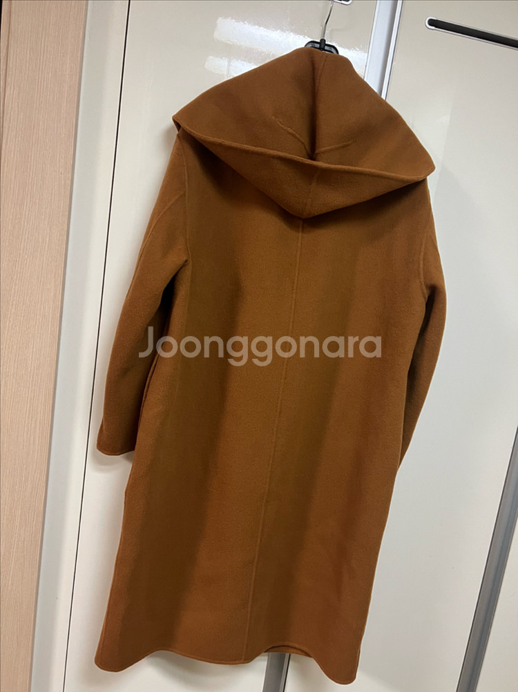 라인어디션 LINE 울 캐시미어 후드 와이드 빅카라 핸드메이드 코트 카멜브라운--1