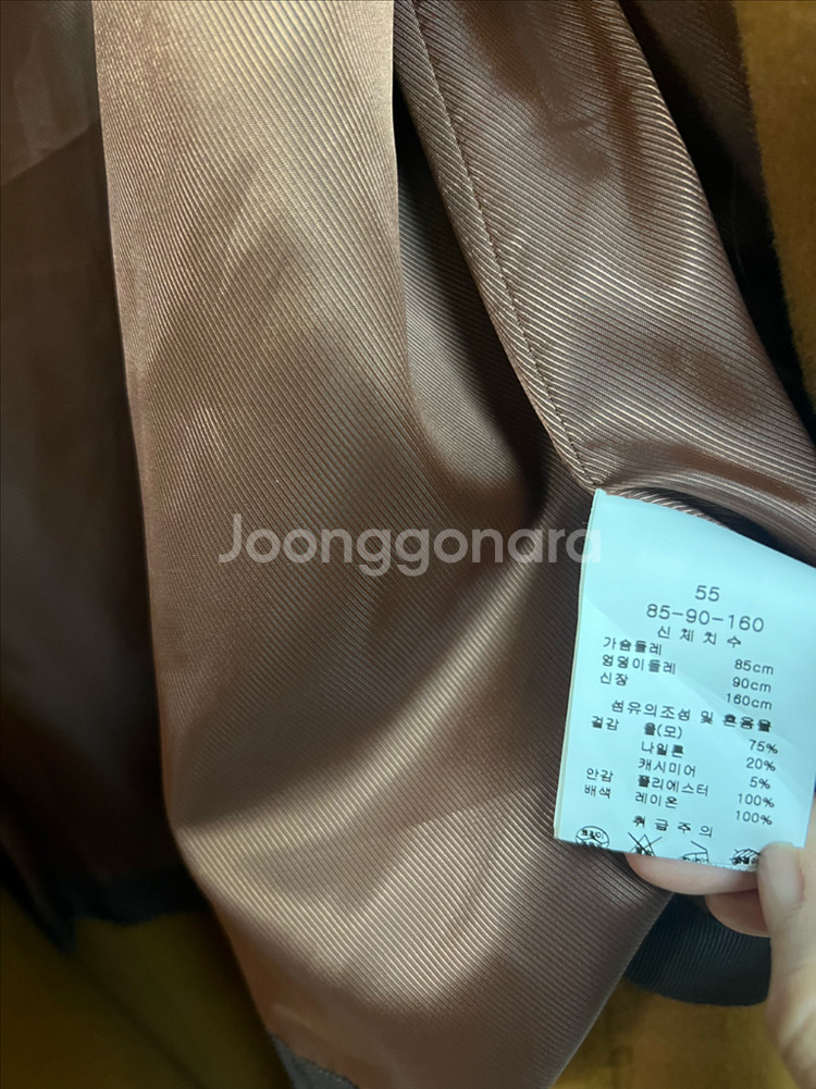 라인어디션 LINE 울 캐시미어 후드 와이드 빅카라 핸드메이드 코트 카멜브라운--8