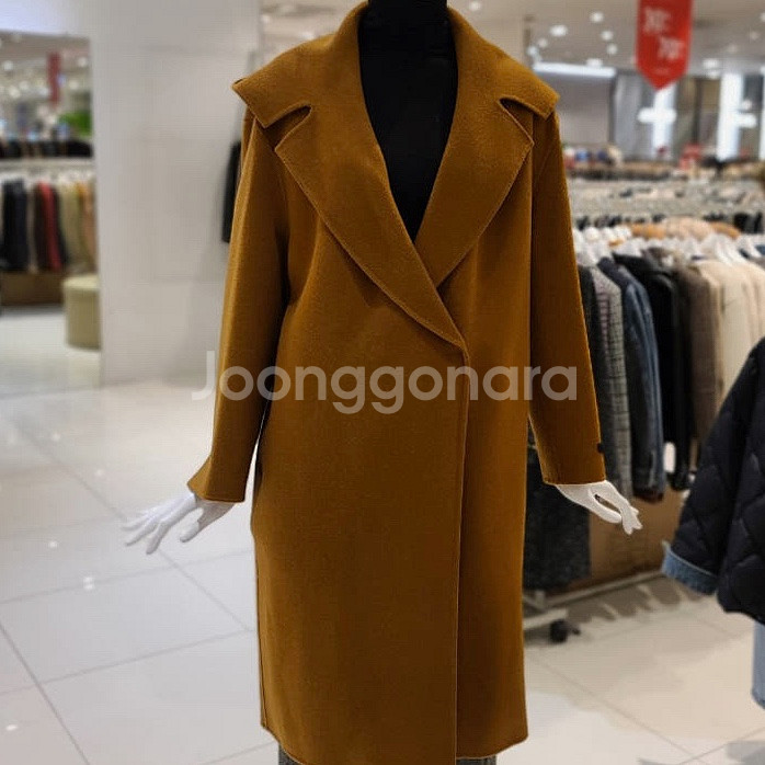 라인어디션 LINE 울 캐시미어 후드 와이드 빅카라 핸드메이드 코트 카멜브라운--2