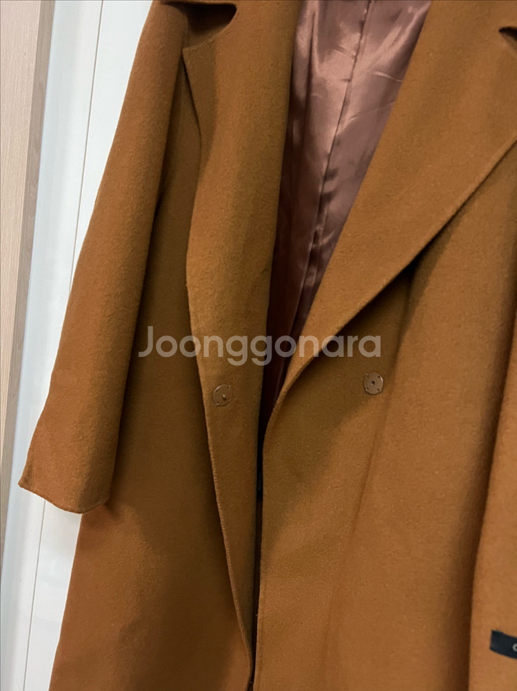 라인어디션 LINE 울 캐시미어 후드 와이드 빅카라 핸드메이드 코트 카멜브라운--12