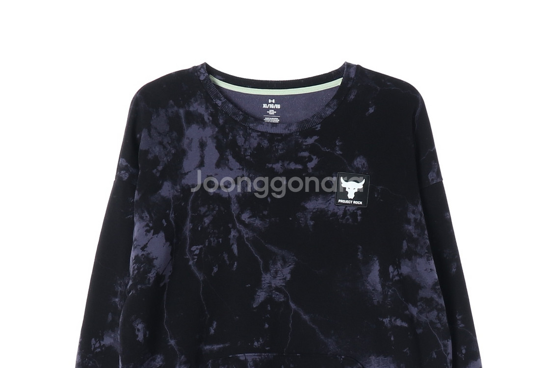 [XL]언더 아머 블랙 퍼플 락라이벌 플리스 맨투맨 스웨트셔츠--1