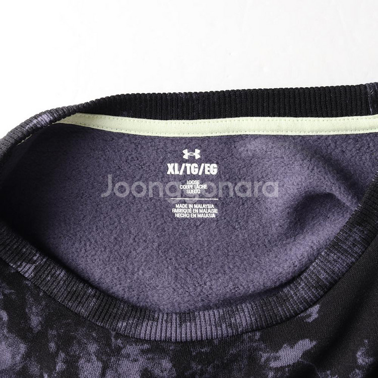 [XL]언더 아머 블랙 퍼플 락라이벌 플리스 맨투맨 스웨트셔츠--4