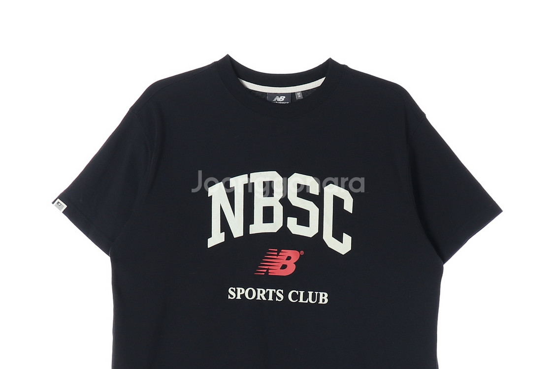 [M]뉴발란스 블랙 로고 프린팅 반팔 크루넥 티셔츠--1