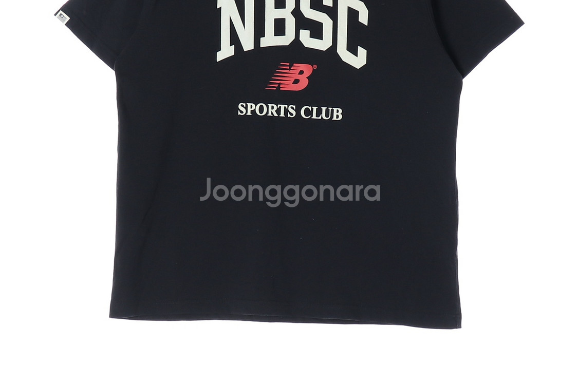 [M]뉴발란스 블랙 로고 프린팅 반팔 크루넥 티셔츠--2