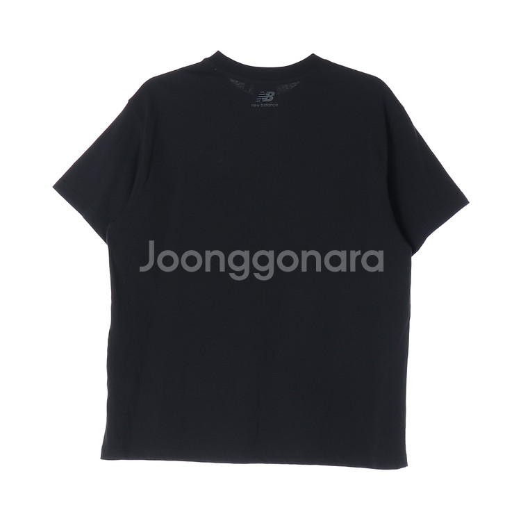 [M]뉴발란스 블랙 로고 프린팅 반팔 크루넥 티셔츠--3