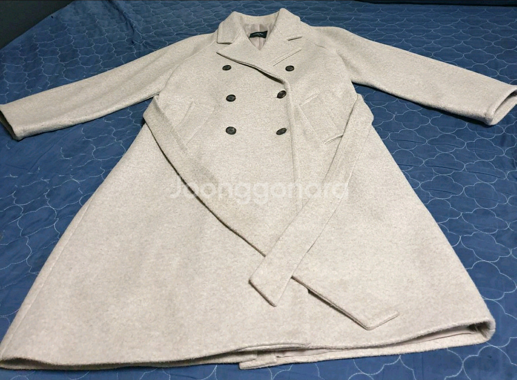 로렌하이 울100% 핸드메이드 벤티드 울 롱코트 크림 (S)--0