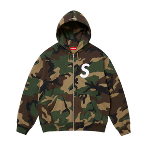 슈프림 S 로고 집업 후드 스웨트셔츠 우드랜드 카모