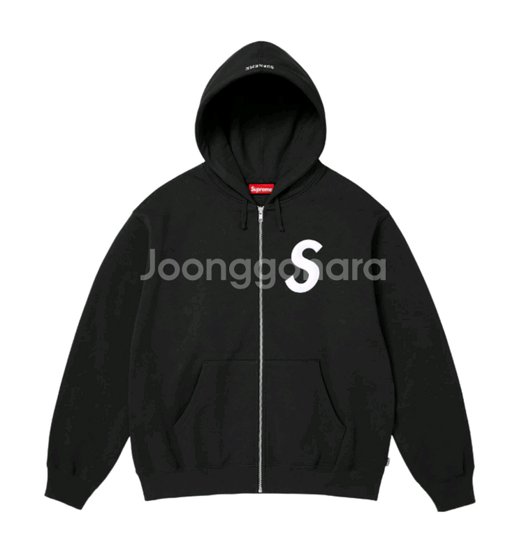 슈프림 S 로고 집업 후드 스웨트셔츠 블랙--0