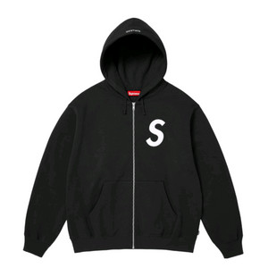 슈프림 S 로고 집업 후드 스웨트셔츠 블랙