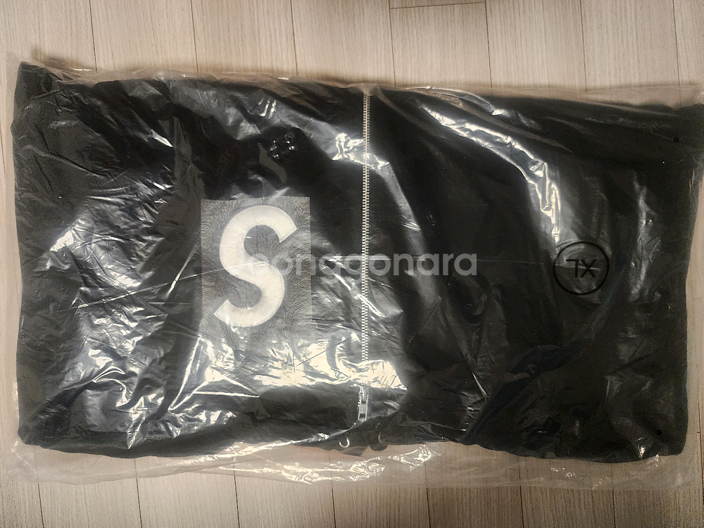 슈프림 S 로고 집업 후드 스웨트셔츠 블랙--1