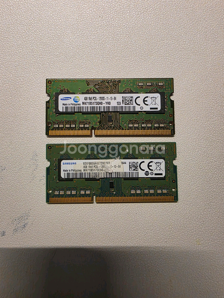 삼성 노트북 램 DDR3 PC3L 12800S 4GB 2개 팝니다.--0