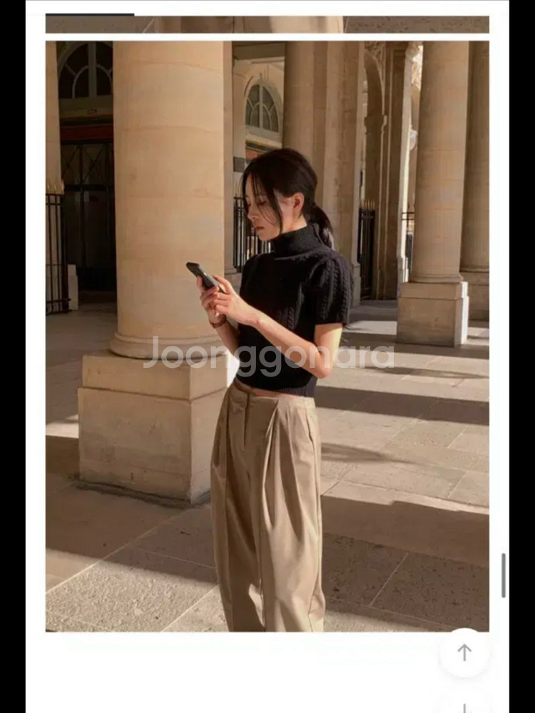 크렘므 베이글 메리노울 니트 반팔니트 반목니트--5