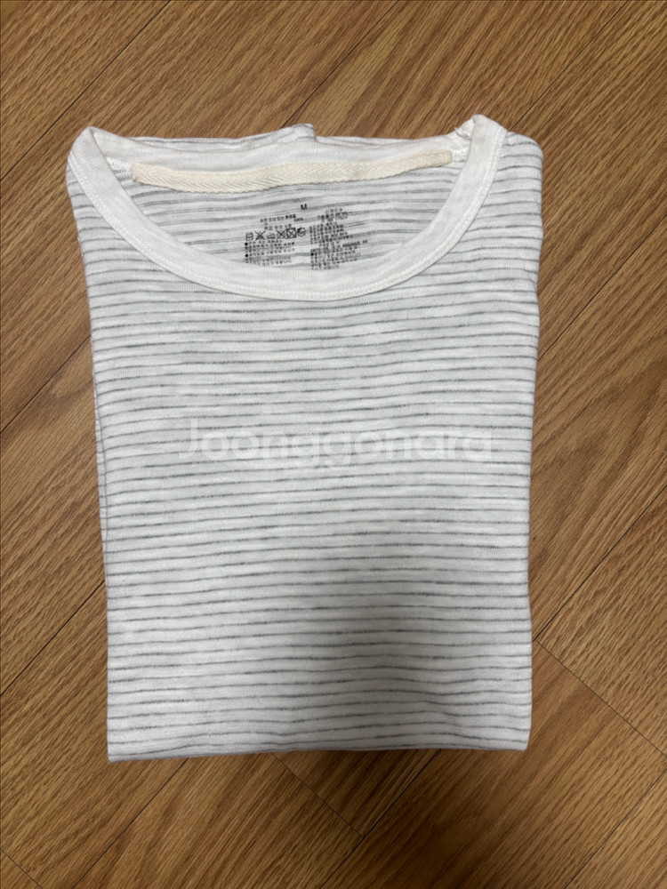 MUJI 무인양품 스트라이프 반팔티 화이트 M--1