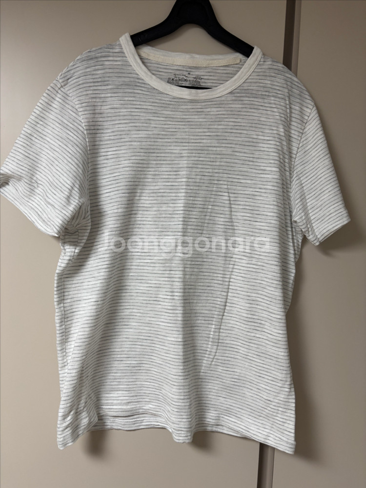 MUJI 무인양품 스트라이프 반팔티 화이트 M--0
