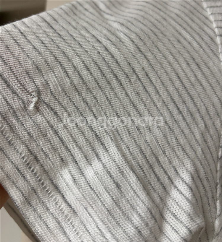 MUJI 무인양품 스트라이프 반팔티 화이트 M--3