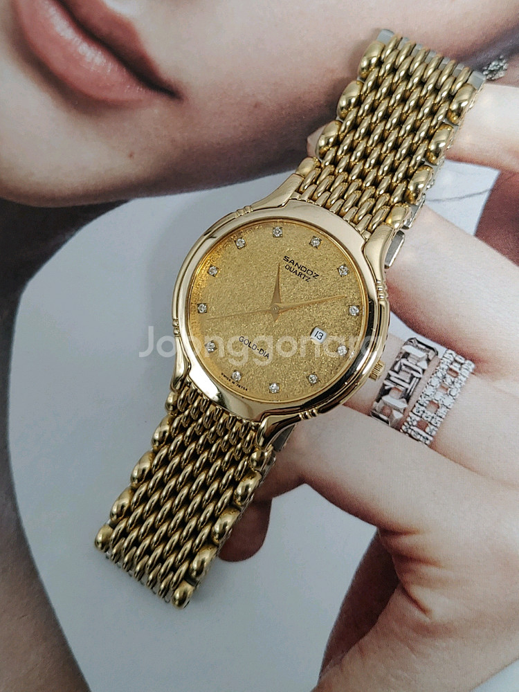SANDOZ 18K 골드 다이아 남성용시계--0