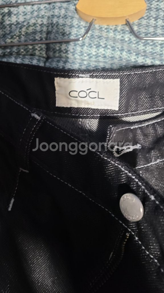 커스텀어클락 데님 원 턱 와이드 팬츠 급처--2