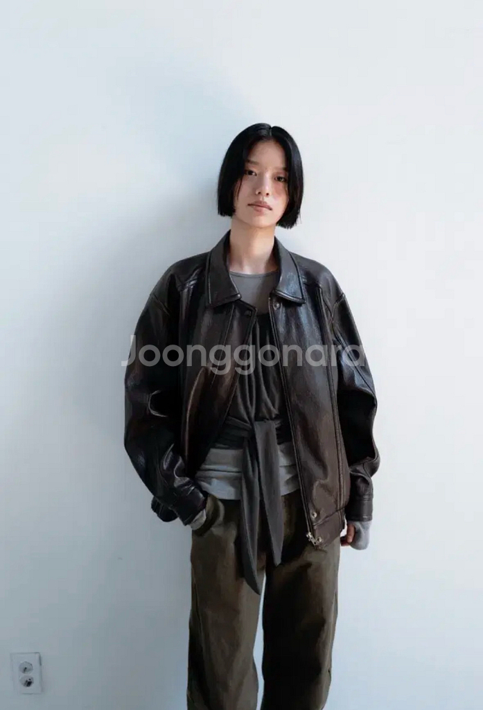 모노하 faux leather jumper 블랙 새상품--0