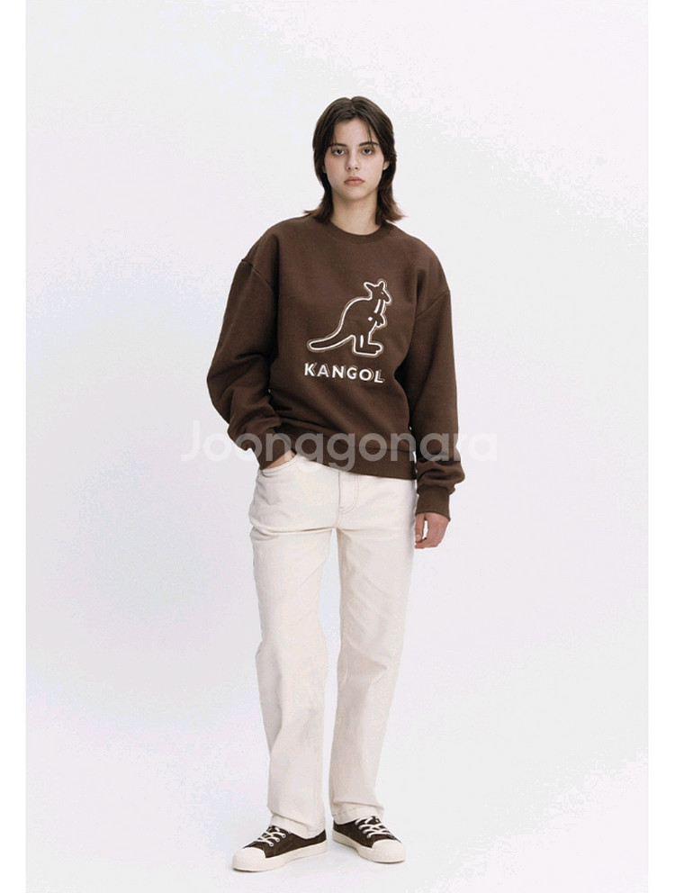 캉골 기모 맨투맨 브라운--0