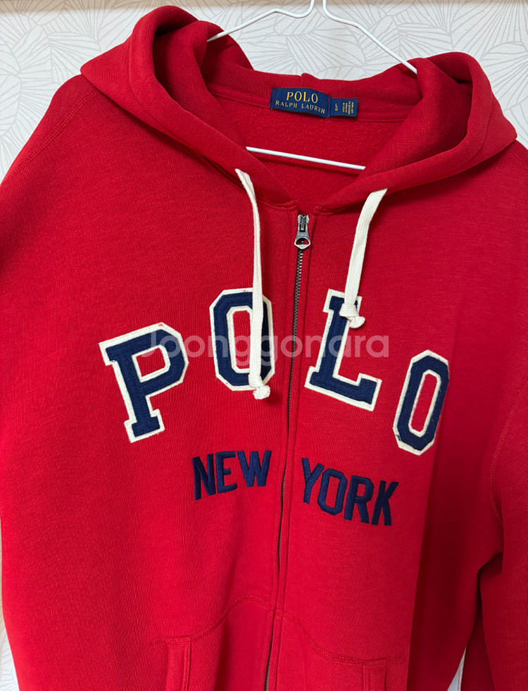 [L] 폴로 랄프로렌 뉴욕 플리스 후드 집업 레드--1