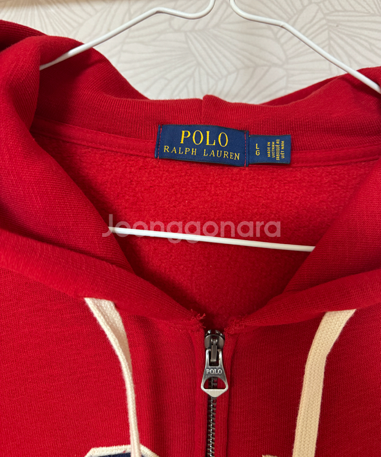 [L] 폴로 랄프로렌 뉴욕 플리스 후드 집업 레드--2